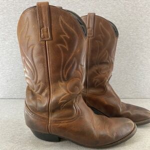 Mens‎ Brown Leather Cowboy Western Work Boots Oil Chemical Resistant Size 9EW